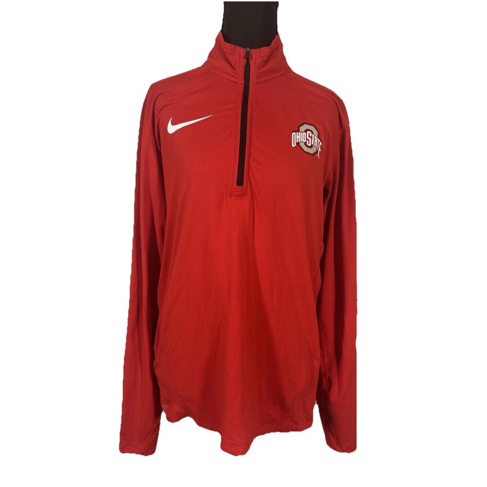 Nike Ohio State Buckeyes Men’s Sz S 1/4 Zip Red Pullover NCAA Football Dri Fit